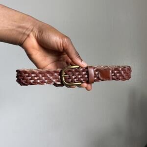 Vintage woven minimalist preppy braided belt with gold buckle size 28‎
